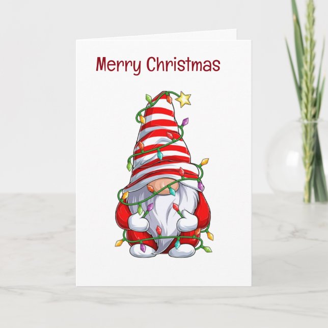 ALL STRUNG UP WITH LIGHTS MERRY CHRISTMAS HOLIDAY CARD (Front)