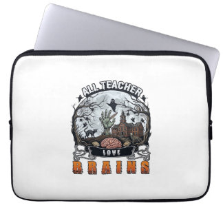 All Teacher Love Brains Halloween Zombie Hand Haun Laptop Sleeve