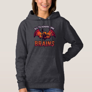 All Teachers Love Brains Halloween Bat Haunted Hou Hoodie