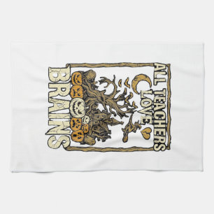 All Teachers Love Brains Halloween Haunted House P Tea Towel