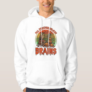 All Teachers Love Brains Halloween Pumpkins Owl Bo Hoodie