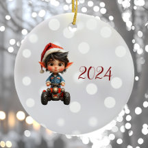All-Terrain Christmas Elf Ceramic Ornament