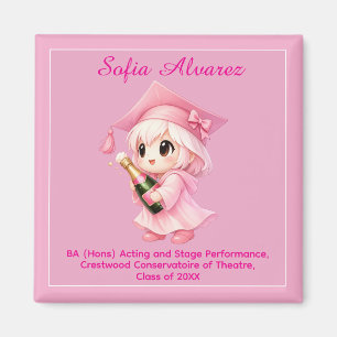 🎓 All text Chibi Champagne Graduation Magnet