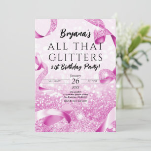All That Glitters Pink Sparkle Birthday Party Invitation