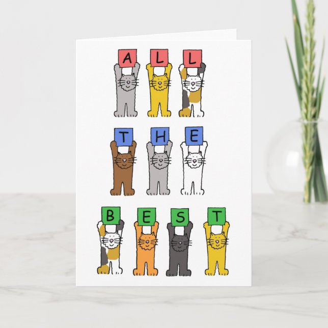 All the Best, Cartoon Cats. Card (Front)