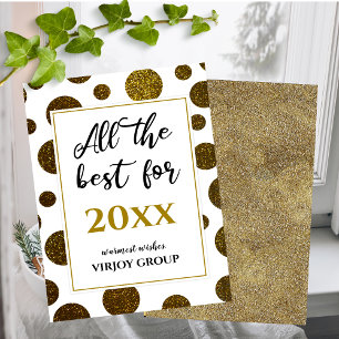 All The Best For New Year Business Modern Gold Holiday Card