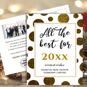 All The Best For New Year Business Photo Gold  Postcard