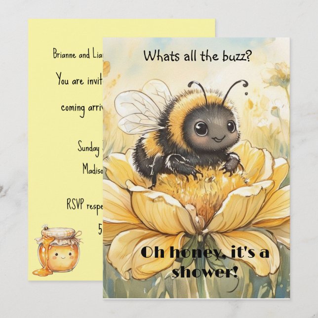 All The Buzz Baby Digital Download Shower Invite (Front/Back)