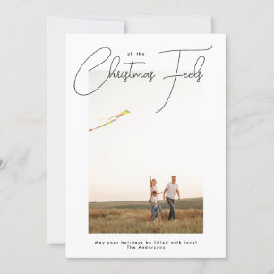 All The Christmas Feels Trendy Script Photo Frame Holiday Card