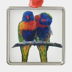 All the colours of the Rainbow Lorikeets Metal Tree Decoration