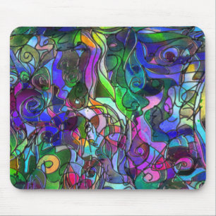 All the Colours with Swirls and Lines Mouse Pad
