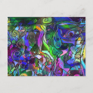 All the Colours with Swirls and Lines Postcard