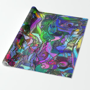 All the Colours with Swirls and Lines Wrapping Paper