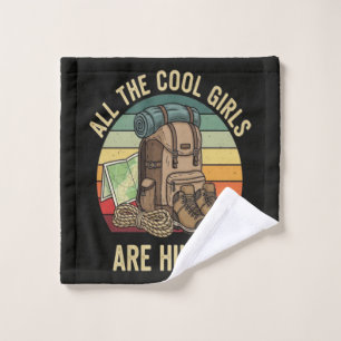 All The Cool Girls Are Hiking Retro Wash Cloth