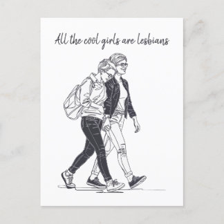 All the Cool Girls Are Lesbians Line Art Postcard