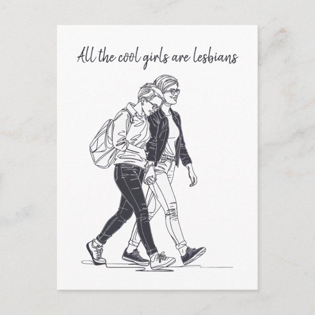 All the Cool Girls Are Lesbians Line Art Postcard (Front)