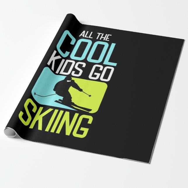 All The Cool Kids Go Skiing Wrapping Paper (Unrolled)