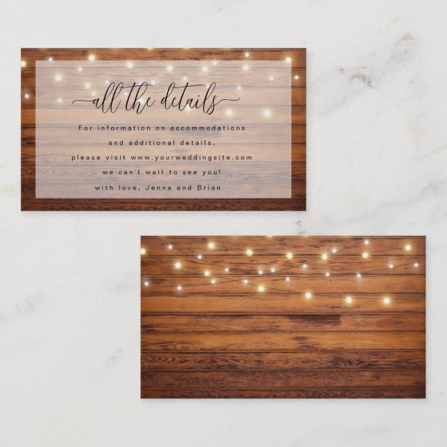 All The Details Rustic Wedding Enclosure Card (Front/Back)