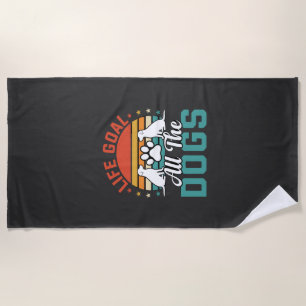 All The Dogs Retro Dog Lover Beach Towel