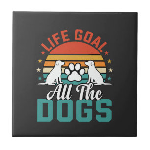 All The Dogs Retro Dog Lover Ceramic Tile
