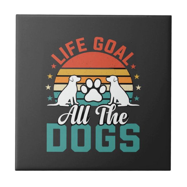 All The Dogs Retro Dog Lover Ceramic Tile (Front)