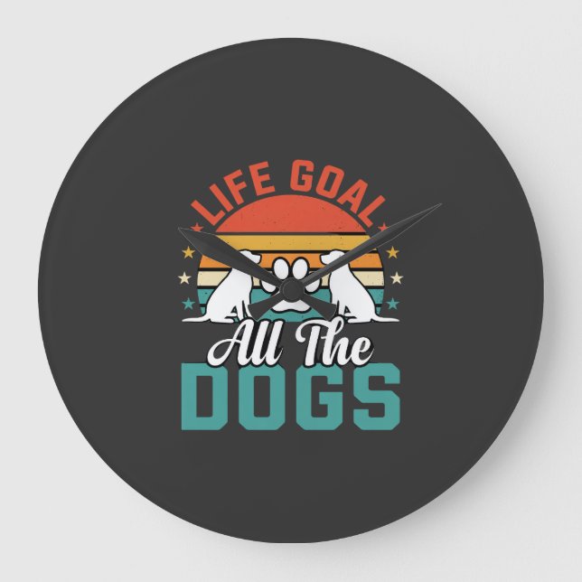 All The Dogs Retro Dog Lover Large Clock (Front)