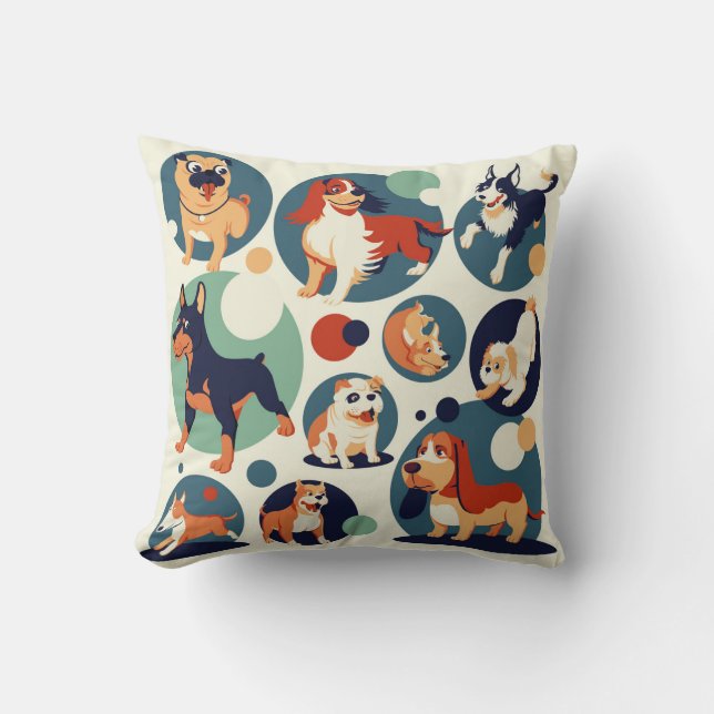 All the Dogs Throw Pillow (Front)
