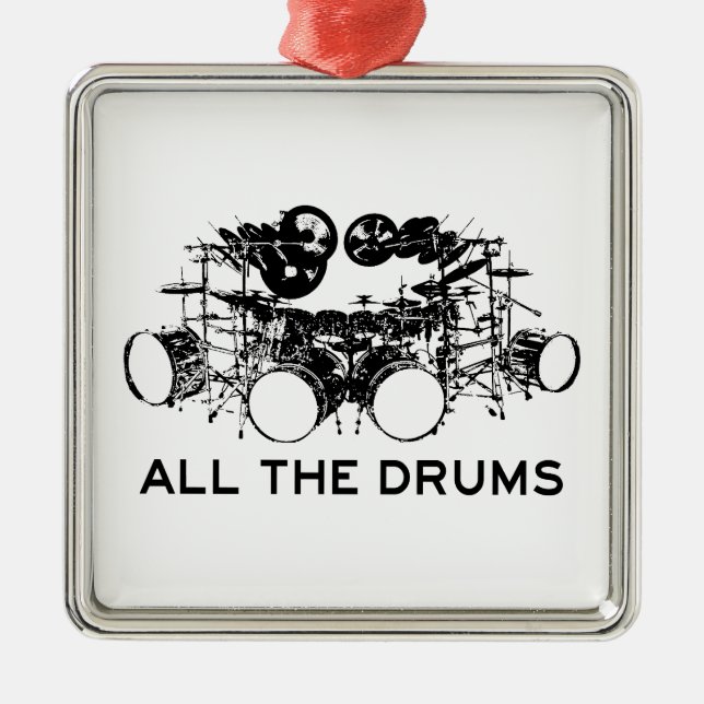 All The Drums Drummer Metal Ornament (Front)