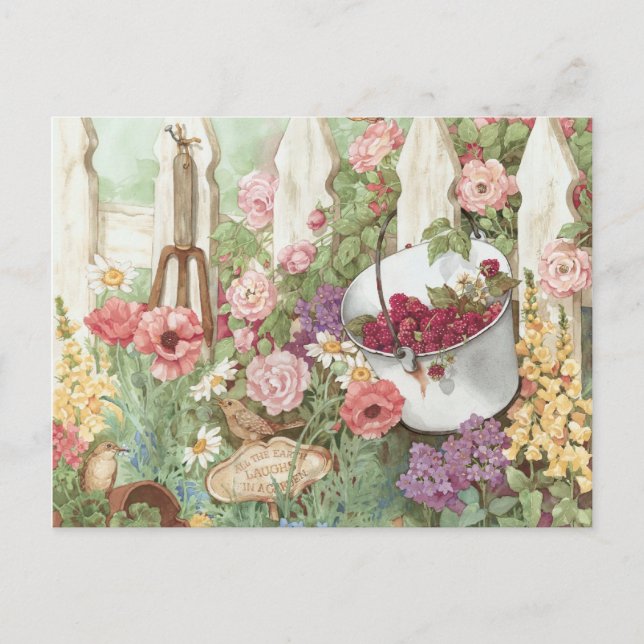 All the Earth Laughs in a Garden - Picket Fence Postcard (Front)