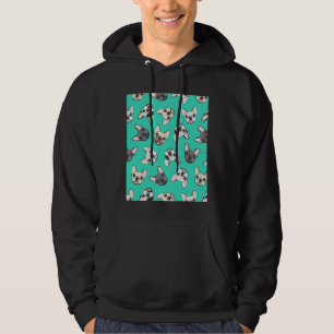 All The Frenchies Teal Cute French Bulldogs Graphi Hoodie