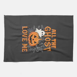 All The Ghost Love Me Halloween Design_1 Tea Towel