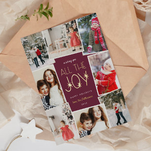 All the Joy   Multi Photo Collage Foil Holiday Card