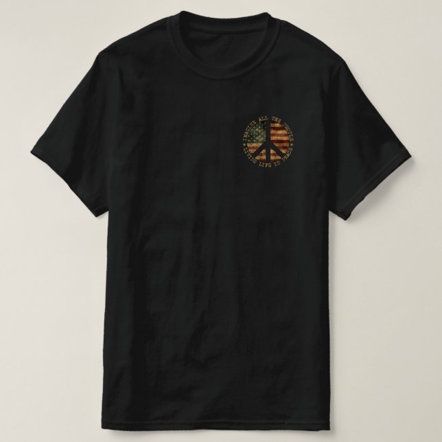 All The People Imagine Living Life In Peace Hippie T-Shirt (Design Front)