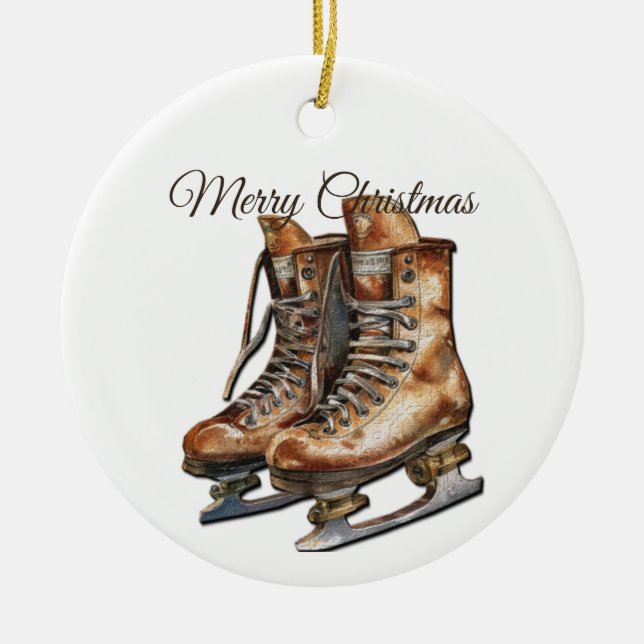 All The Skates Were Hung Ceramic Ornament (Front)
