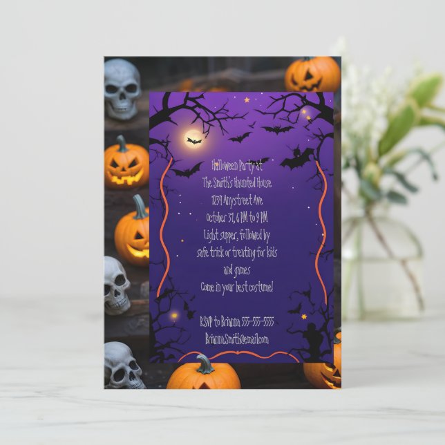 All the Spooky Things Halloween Adult and Kid Invitation (Standing Front)