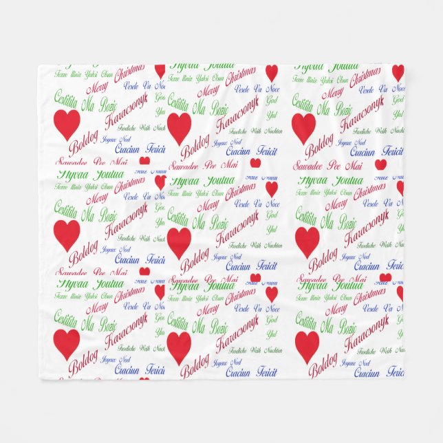 All the World, Many languages for Merry Christmas Fleece Blanket (Front (Horizontal))