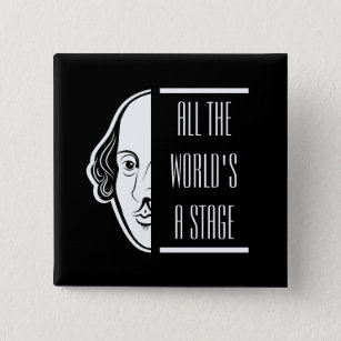 All The World's A Stage Shakespeare Quote Thespian 15 Cm Square Badge