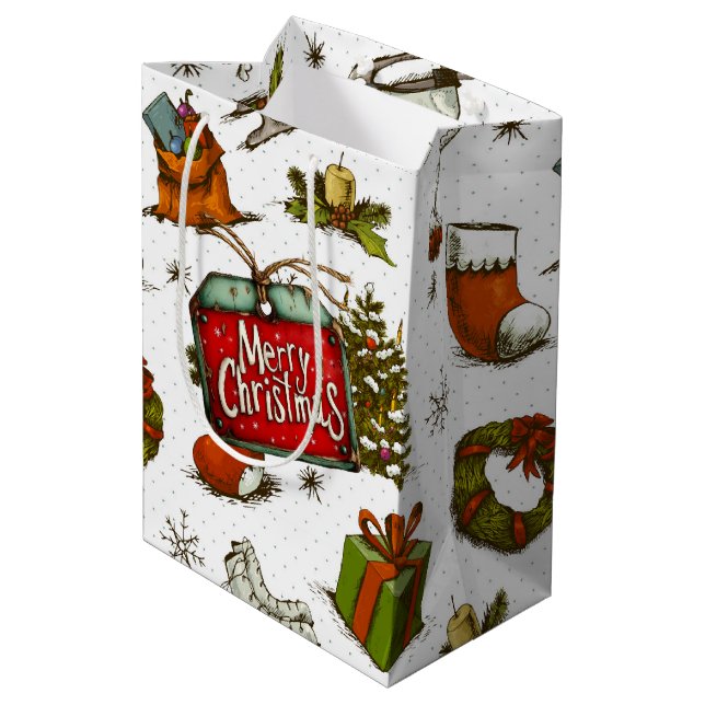 All Things A Merry Christmas Medium Gift Bag (Back Angled)