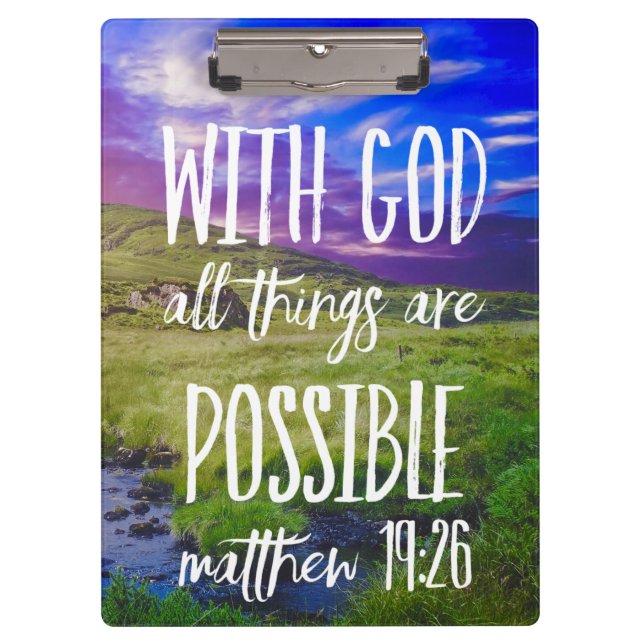 All Things are Possible Bible Verse Christian Clipboard (Front)