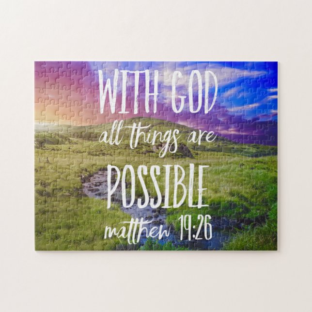 All Things Are Possible Bible Verse Christian Jigsaw Puzzle (Horizontal)