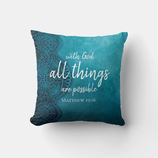 All Things are Possible Bible Verse Christian Thro Cushion (Front)