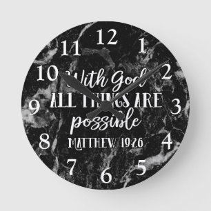 All things are Possible Christian Bible Verse Round Clock