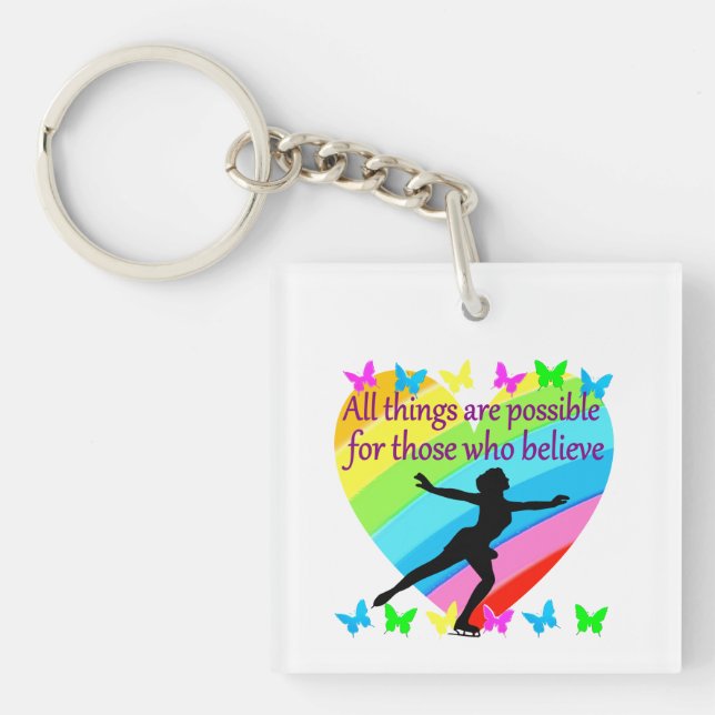 ALL THINGS ARE POSSIBLE FOR THIS SKATER KEY RING (Front)