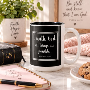 All Things Possible Black and White Inspirational Two-Tone Coffee Mug