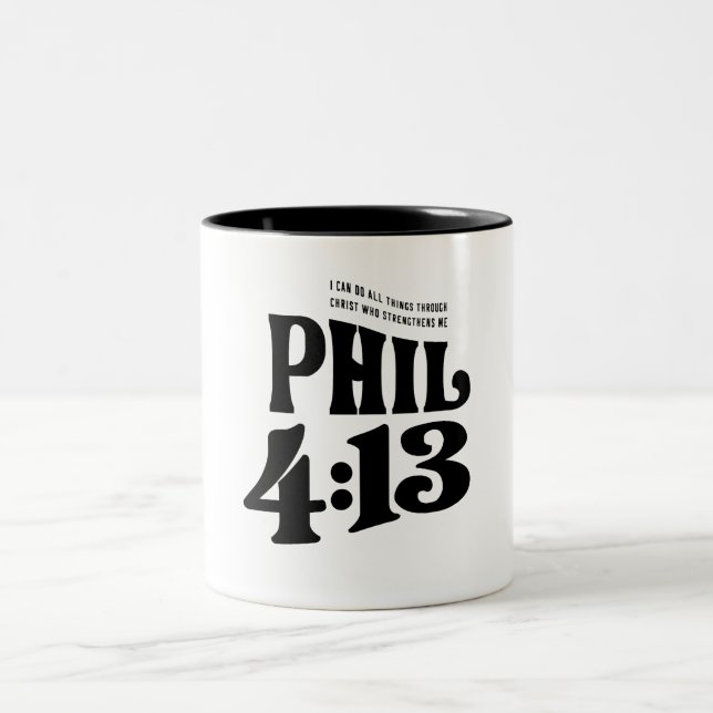 All Things Possible - Philippians 4:13 Christian Two-Tone Coffee Mug (Center)