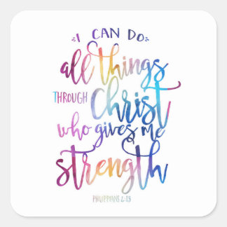 All Things Through Christ Bible Quote Typography S Square Sticker