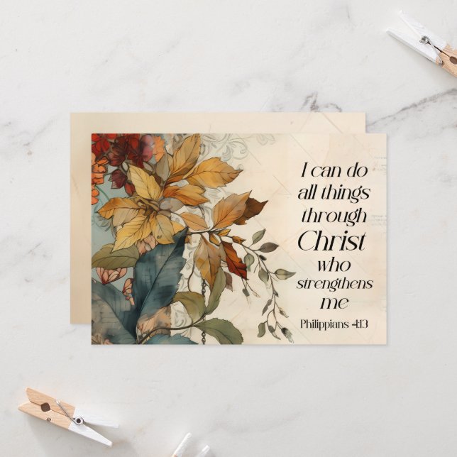 All things through Christ Bible Verse Flat Card (Front/Back In Situ)