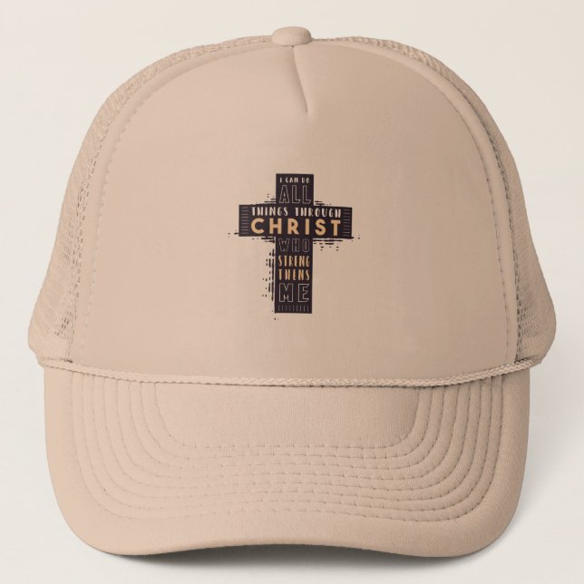All Things Through Christ Cross Trucker Hat (Front)