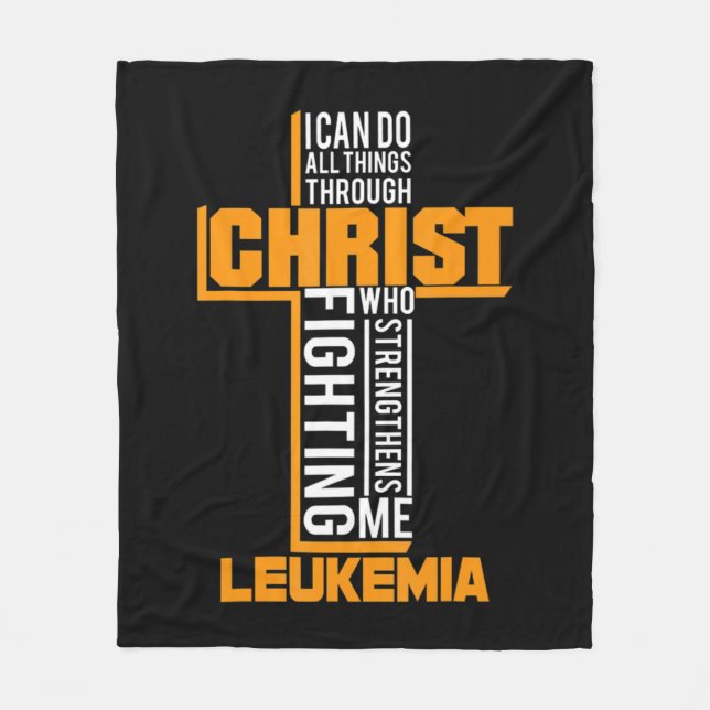 All Things Through Christ Leukaemia Warrior Awaren Fleece Blanket (Front)