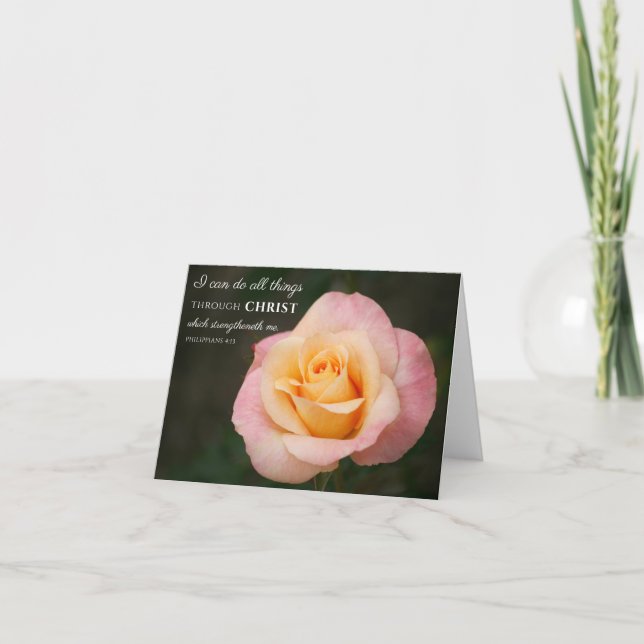 All Things Through Christ Philippians 4:13 Rose Card (Front)